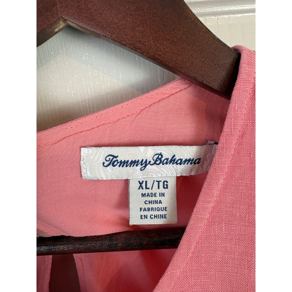 Tommy Bahama 100% Linen Sleeveless Frayed Pink Beachy Dress Knee Length XL 204 - Picture 2 of 6